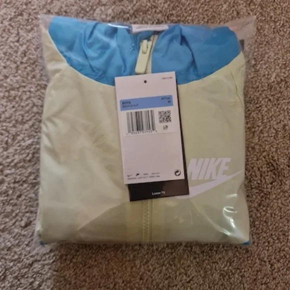 Nike Sportswear Boy's Windrunner Full Zip Hooded Jacket (Medium, Chlorine Blue/
